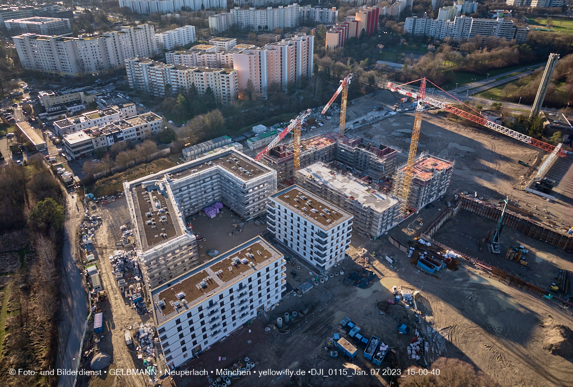 07.01.2023 - Baustelle zum Alexisquartier und Pandion Verde in Neuperlach